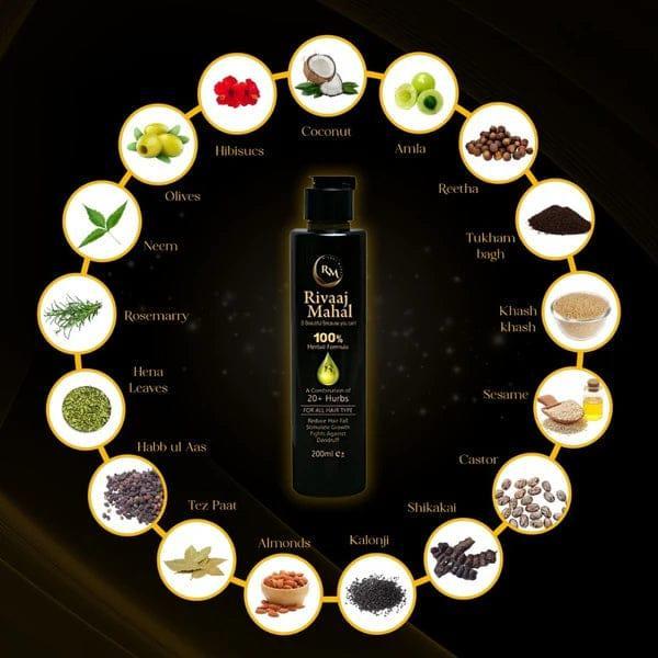 RIVAAJ MAHAL Hair Oil for All Hair Types - 200ml | Anti-Hair Fall & Promotes Hair Growth