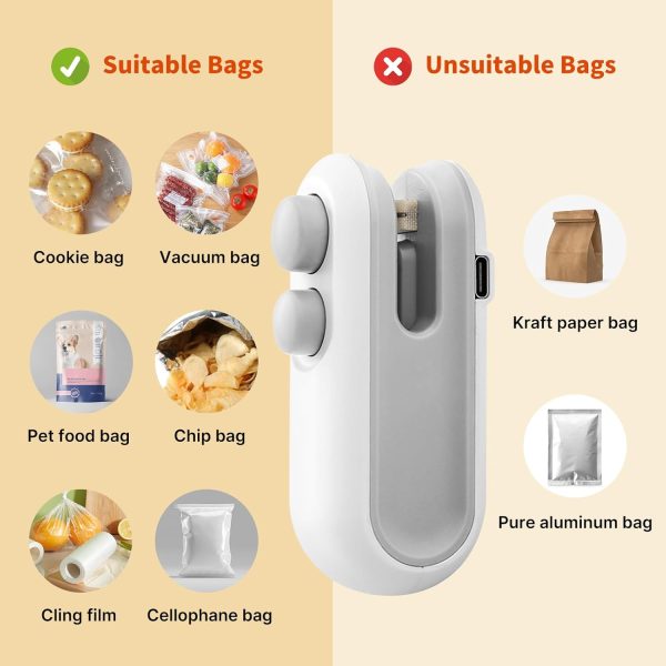 Heat Sealing Machine 2 In 1 Cutting And Sealer Usb Rechargeable Food Sealer Mini Sealer For Snack Storage Food